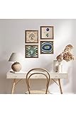 Pinecone Evil Eye Marble Art Tree of Life Stone Wall Painting Wood Framed Wall Decor 4 Piece Painting Set W4-1032
