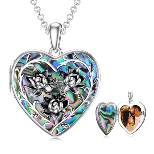 Dorunmo Locket Necklace 925 Sterling Silver Pictures Photo Keep Someone Near to You Custom Lockets Mother's Day Jewelry Personalized Photo Locket Gift