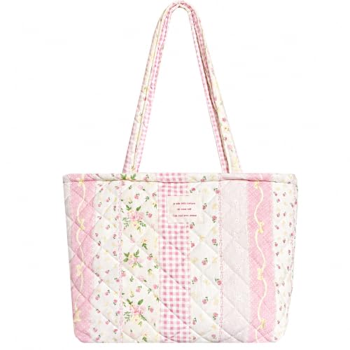 Image of Sunwel Fashion Top Zipper Floral Quilted Bag Small Tote Bag for Women