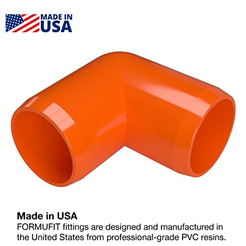 Formufit F03490E-Or-8 Elbow Pvc Fitting, Furniture Grade, 90 Degree, 3/4" Size, Orange (Pack Of 8) #TOP1