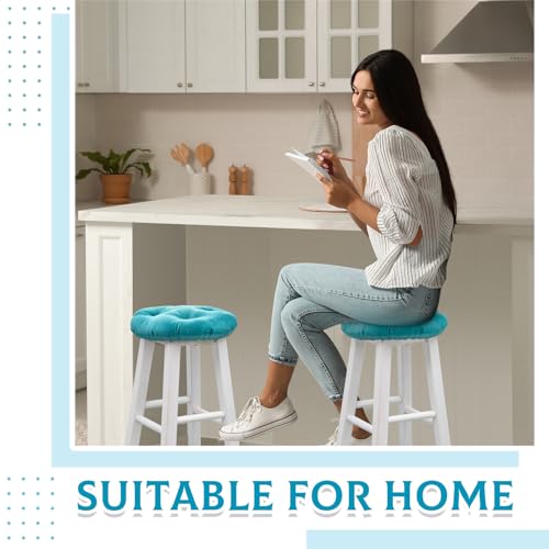 Image of Marsui 4 Pieces Bar Stool Cover Non Slip Padded Cushion, 12 Inch, Lake Blue