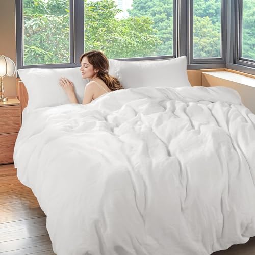 Shilucheng Linen King Duvet Cover Set 3 Pieces