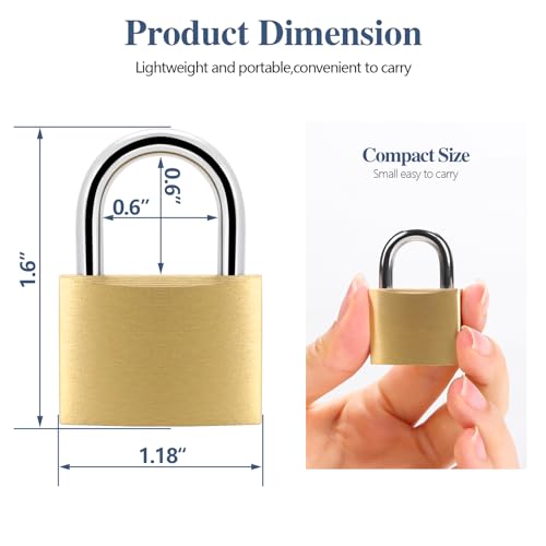 Image of BRAXE 4 Pcs Keyed Padlock with 6 Same Keys Waterproof Small Solid Brass Lock 1.18inch 30mm for Gym Locker Case Backpack Luggage Hasp Storage Sheds Fence Toolbox