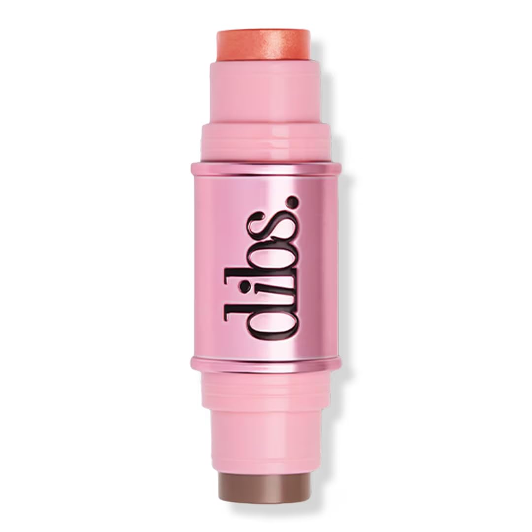DIBS Beauty GlowTour Duo Shimmering Blush and Contour Stick Mini | Color: Starlit (peachy coral glow/light cool beige contour) | Size: 0.19 oz