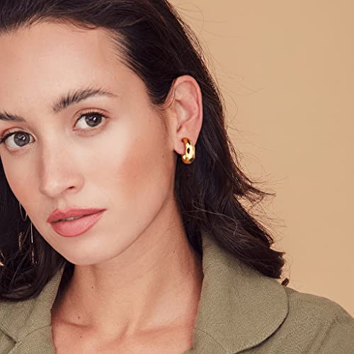 Clip on Earrings Women, 14K Gold Hoop Clip-On Earrings for Women, Hypoallergenic Non Pierced Croissant Earrings4