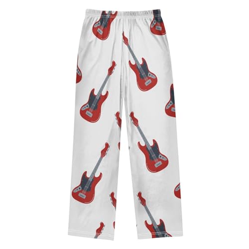 Red Guitar Boys Pants Boys Athletic Pants Long Pant for Boywith Pockets Wide-Leg Size 6-14Y2