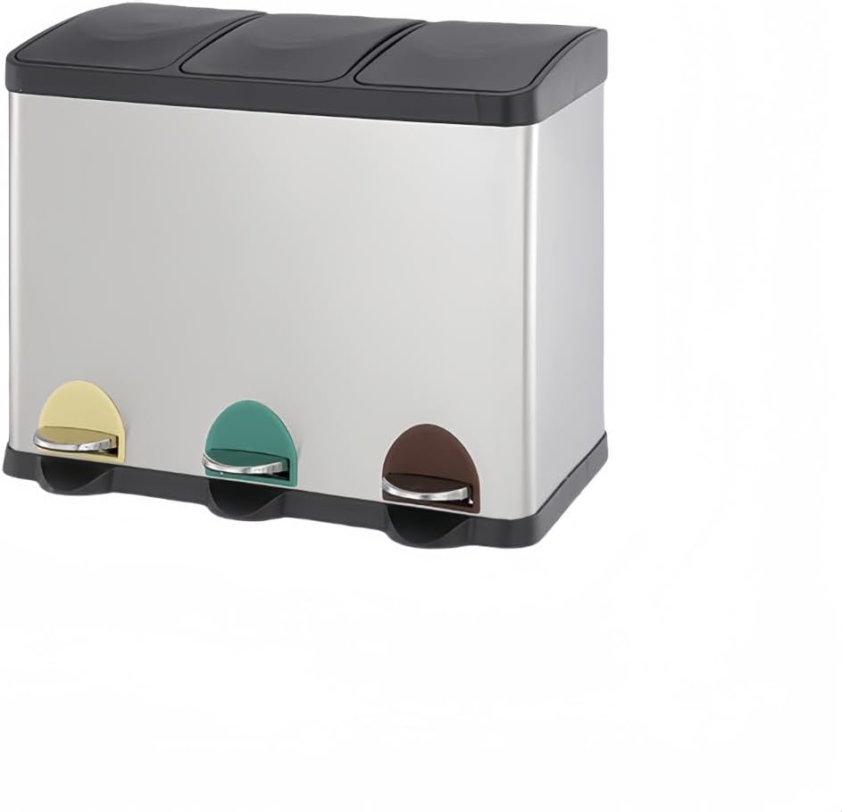 SONGMICS ステンレススチール 3コンパートメントゴミ箱 SONGMICS