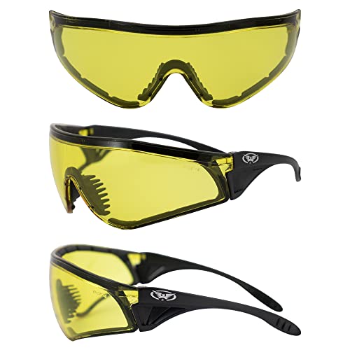 Set Of 3 Pairs: Padded Motorcycle Riding Glasses - Day Night Dawn Dusk Smoked Clear Yellow Shatterproof Polycarbonate Lenses Uv400 Filter For Maximum Uv Protection Scratch Resistant Coating #TOP3