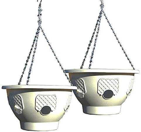 Ultimate Hanging Baskets - Strawberry, Tomato, Flower, and Herb Outdoor Planters - Use Garden Pots For Growing Plants Outside On A Deck, Fence, or Balcony (2, Stone)