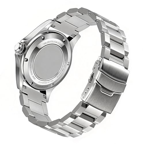 Hstrap Silver/Black/Blue/Grey/Gold Stainless Steel Watch Bands, Brushed Finish Watch Strap 18mm/20mm/21mm/22mm/24mm/26mm Double Buckle Bracelet (Screw-In Silver, 20mm) by Hstrap - Used condition - Image 8