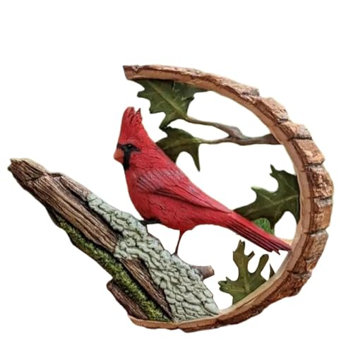 Genérico Grishay Cardenal Vibrante, Tallado Cardenal Hecho a Mano, Figuras cardenales, Figuras de Estatua de pájaro Cardenal Rojo, decoración artística de Escultura de pájaro, Figuras pequeñas (1pc)