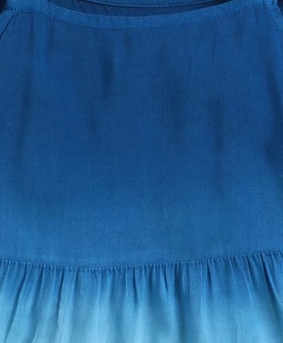 Image of The Magic Wand Kids Girls Tie Dye Casual Dresses, Knee Length Singlet Strap Fit & Flared Cotton Once Piece Stylish Frocks for Summer Season