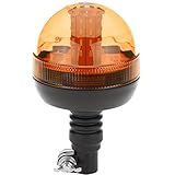PrimeMatik - Lampe stroboscopique à Del Ambre rotative d'urgence 12-24 Vdc avec Support Interchangeable