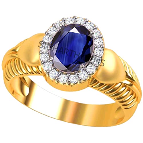 Bague Neelam saphir bleu naturel 15.25 ratti AAA++ mixte plaquée or S-B0C41QK7-01