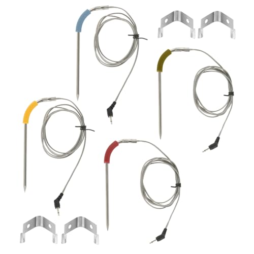 Bowarepro 4 Stk Grill Ersatzsonde Kompatibel mit Weber Igrill 2 Igrill Mini Igrill 3 Thermometer Fleischgrillsonde Ersatz-Set Grillfühler Ersatzfühler -30 °C bis 300°C (Grün+Blau+Rot+Gelb)