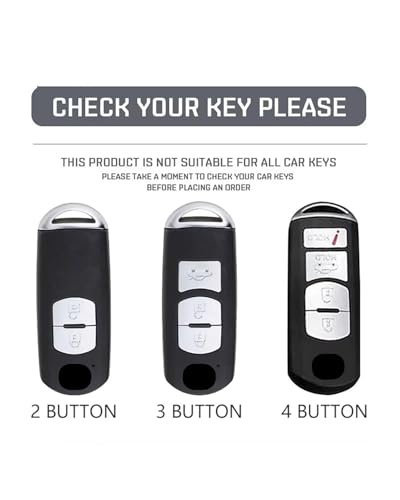 Coque de clé pour Mazda 3 boutons en TPU argenté étui protection - 2