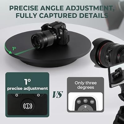 Photography Turntable 16.5inch/220lbs, Powered USB Power Supply Motorized Rotating Display Stand 360 Degree with Remote Control Electric Turntable for Products Photo or Short Video (Black)