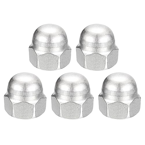 sourcing map 1/2-13 Acorn Cap Nuts,5pcs - 304 Stainless Steel Hardware Nuts, Acorn Hex Cap Dome Head Nuts for Fasteners (Silver)