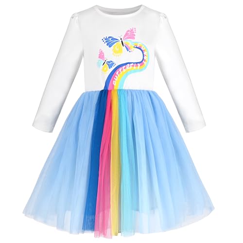 Vestido para niña manga larga con falda de tul cómoda y lentejuelas que no pican
