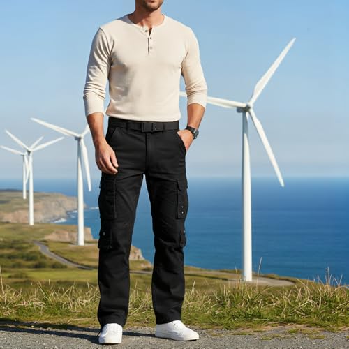 Pantalon cargo décontracté en coton multipoches résistant homme - 4