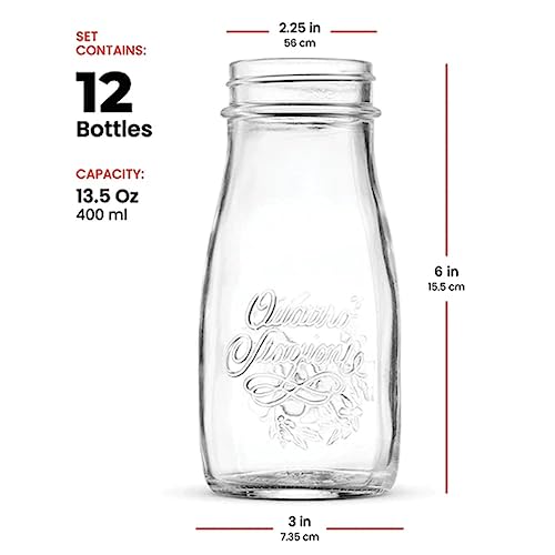 Bormioli Rocco Quattro Stagioni, Set Of 12, Glass Canning Mason Jars And Drinking Bottles, 13.5 Oz. With Gold Metal Airtight Lids, Made In Italy. #TOP1