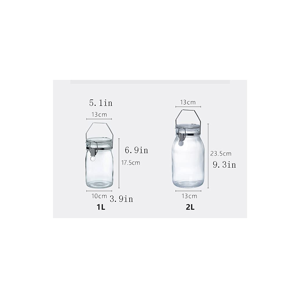 YYDS Vorratsdose für die Küche, transparent, mit tragbarer Einweichglasflasche zum Einweichen und Gären, Fassungsvermögen: 1 l, 2 l, 3 l, 4 l