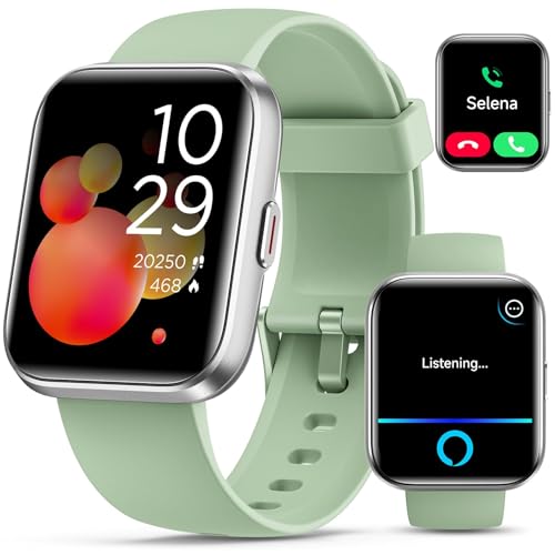 Quican Smart Watches for Women/Men, Smart Watch for Android Phones & iPhone, Fitness Watches for Women with Alexa, Call & Notification Alerts, Tracks Heart Rate/Sleep Smartwatches (Green, 1.8 inches)