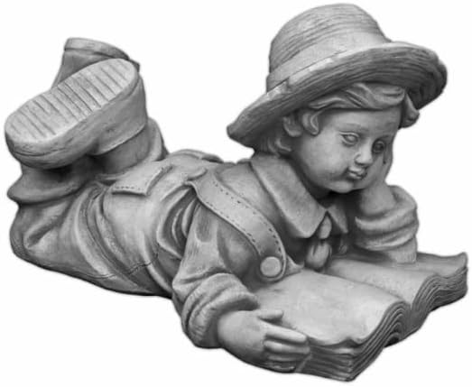 Reading Girl Statue Concrete Girl Sculpture Children Garden Figure Kid Backyard Decorations Happy Reading Girl Figurine