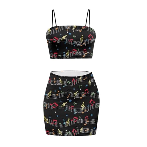 Image of Biyejit Women's 2 Piece Summer Outfits Spaghetti Strap Crop Tops and Bodycon Mini Skirt Dress Set Plus Size S-4XL