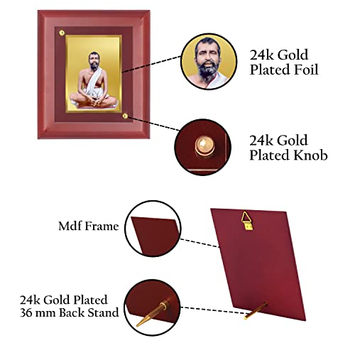 Image of DIVINITI Prima Pure 24K Gold Plated Ram Krishna Religious Frame - Luxury Home, Office & Mandir Decor | Premium Gold Foil Artwork in MDF Frame | Table Top Display (21.5 X 17.5 CM)