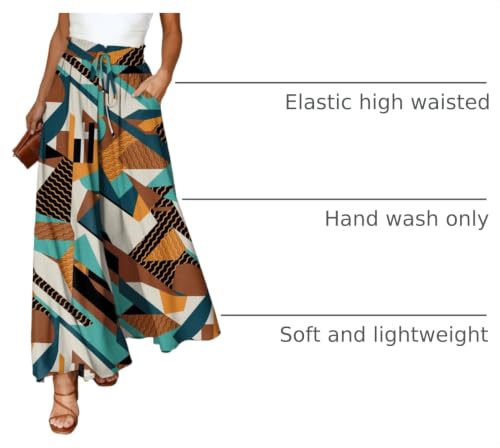 Image of Dokotoo Pants for Women Casual Elastic Waist Wide Leg Pants with Pockets