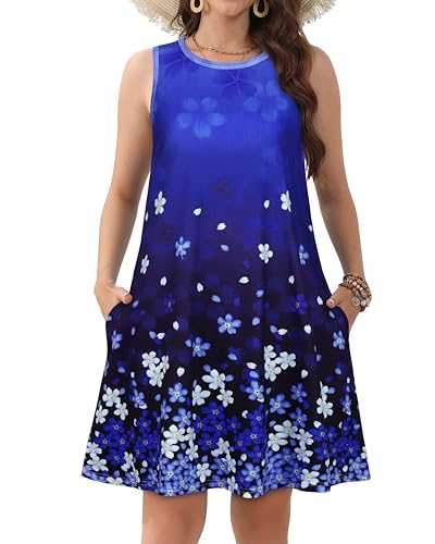 Image of JOLIGAL Womens Summer Dresses Casual Sleeveless Tshirt Sundress Beach Cover Up with Pockets Loose Tank Dress 2026