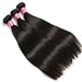 RUIMEISI Brazilian Straight Hair With Closure 3 Bundles Unprocessed Virgin Human Hair Bundles With Lace Closure Free Part Hair Extensions Natural Colorï¼ˆ12/14/16+10 Inch