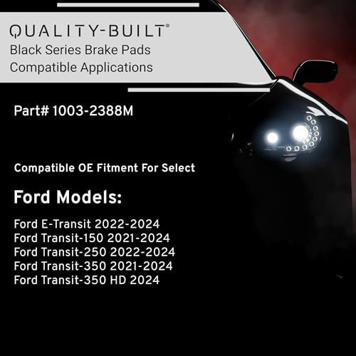 Image of QUALITY-BUILT Rear Semi-Metallic Brake Pads, Black Series 1003-2388M, Compatible with 2021-2024 Ford (E-Transit,Transit-150,Transit-250,Transit-350,Transit-350 HD)