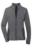 SPORT-TEK Women's Sport-Wick Stretch Contrast Full Zip Jacket, Charcoal Grey Heather/True Navy, X-Large