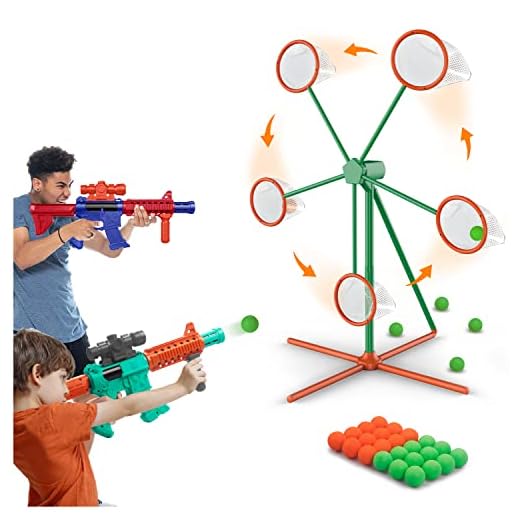 Shooting Games Toys for Age 5 - 6 7 8 9 10 + Year Old Boys, Kids Toy Sports & Outdoor Game with Moving Shooting Target & 2 Popper Air Toy Guns & 24 Foam Balls, Gifts for Boys and Girls