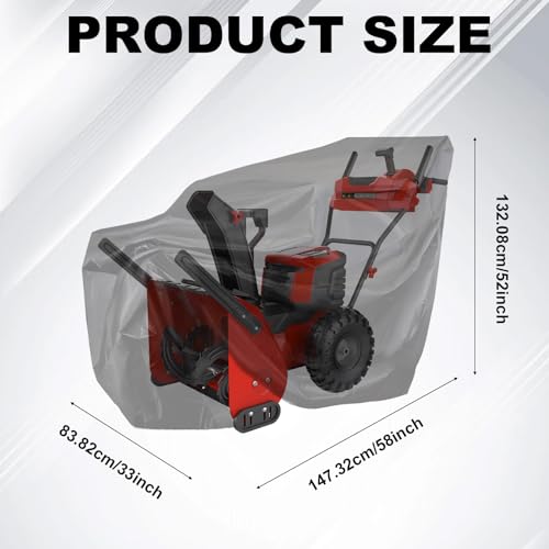 NQEUEPN 58x52x33'' Snow Blower Cover, Black Snow Thrower Cover 600D Oxford Cloth Waterproof Heavy Duty Snow Blower Protection Shield for Snowblower Lawn Mower, with Drawstring & Windproof Buckle - Image 2
