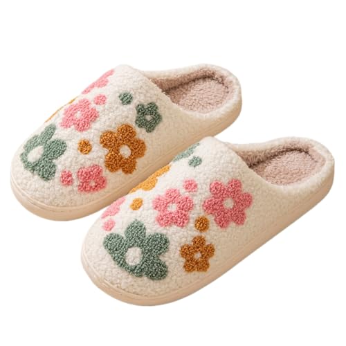 Warm Fuzzy Plush Strawberry Flowers Hearts Mushrooms Slippers Cute House Slippers for Women