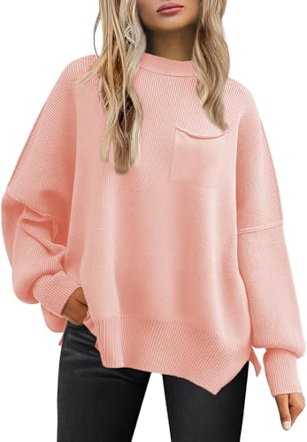 Women's Oversized Sweaters 2025 Crewneck Long Sleeve Batwing Pullover Tops