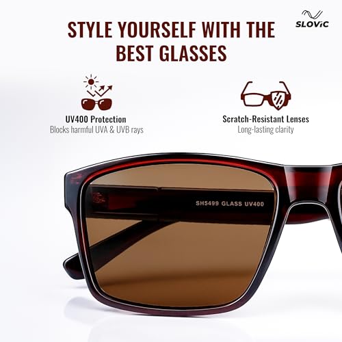 Image of SLOVIC Sunglasses for Men Stylist | UV Protection Goggles for Man | Lightweight & Durable Polycarbonate Material | Unisex Gift for Man & Women | Mens Fashion Sunglasses