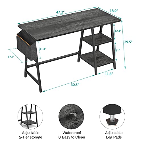 Armocity Computer Desk 47 Inch Desk With Reversible Storage Shelf Large Writing Study Table With Storage Bag For Home Office Workstation thumb #6