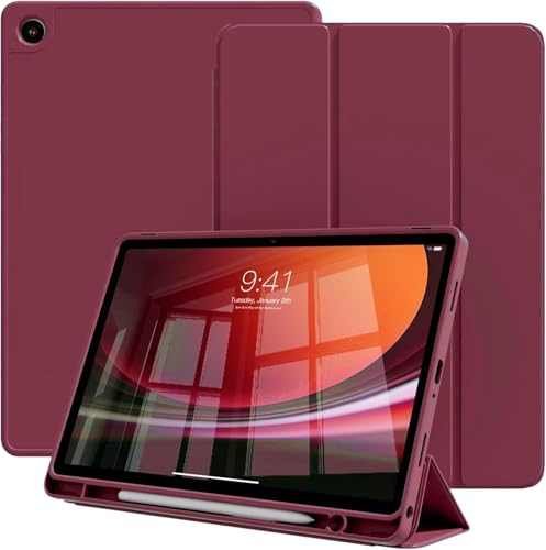 Image of Printme for Samsung Galaxy Tab A11 8.7 inch (2025), A9 8.7 inch (2023) - Trifold Case with Pen Holder - Slim Lightweight Stand Cover with Auto Sleep /Wake, Protective PU Leather Tablet Cover (Maroon)