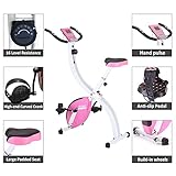 YYFITT Basic Foldable Fitness Exercise Bike with 16 Level Resistance, Countdown Exercise Monitor, Phone/Tablet Holder and Hand Pulse for Home Use (Pink) - Image 5