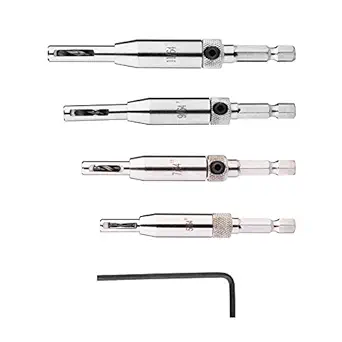 Generic 4pcs Hex Shank Self-Centering Drill Bit Set Door Window Hinge Hole Puncher Woodworking Tool