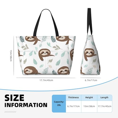 (Cute on yellow lemons) Large Beach Tote Bag for Women Waterproof Sandproof Travel Shoulder Bag with Pocket for Pool Vacation Weekend Gym4