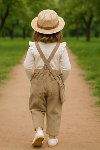 Image of Ninas Baby Girls Solid Cotton Blend Style Top and Dungarees Set with Purse (White & Pink)
