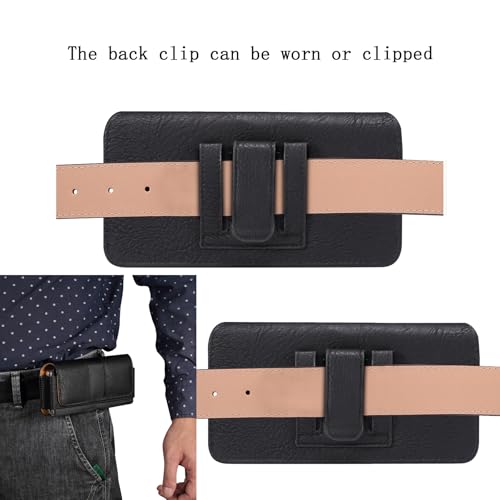 Woluki Holster for Samsung Galaxy Z Fold 7 [Built-in Card Slot],Phone Belt Case,Belt Loop,Belt Clip,Magnetic Closure Galaxy Z Fold 7 PU Leather Horizontal Phone Pouch. (Black) by Woluki - Used condition - Image 3