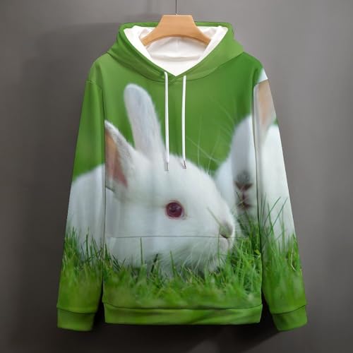 Sweat à Capuche Lapin Blanc UMENG Pull Confortable pour Vos Journées Cocooning