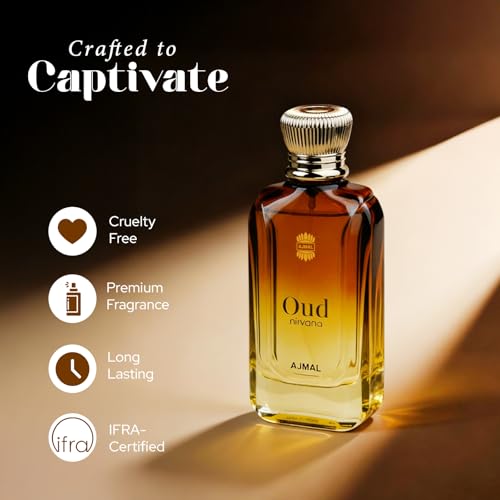 Image of Ajmal | Oud Nirvana - 100 ml | Unisex Eau De Parfum | Premium Perfume | Scent Spray | Long Lasting Perfume for Men & Women | Woody Oud, Smoky & Amber | Gift for Men & Women