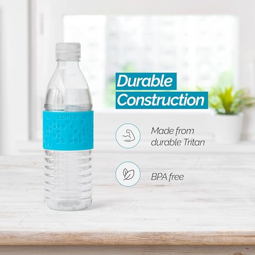 Copco Hydra Water Bottle with Spill-Resistant Lid, 16.9 oz - Reusable Tritan Non-Slip Sleeve, Twist-Open Body - BPA-Free, Leak-Proof, Durable & Portable for Gym, Office, School (Light Blue)